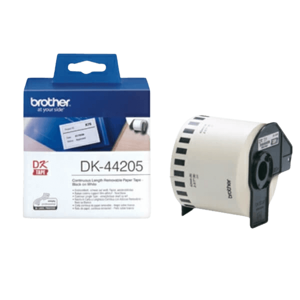 Brother Original DK44205 62 mm x 30 m Sort tekst / Hvid tape