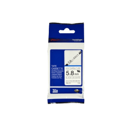 Brother Original HSE211 5,8 mm x 1,5 m Sort tekst / Hvid tape