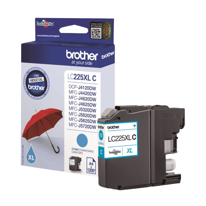 Brother Original LC225C XL cyan blækpatron | Indhold: 1200 sider