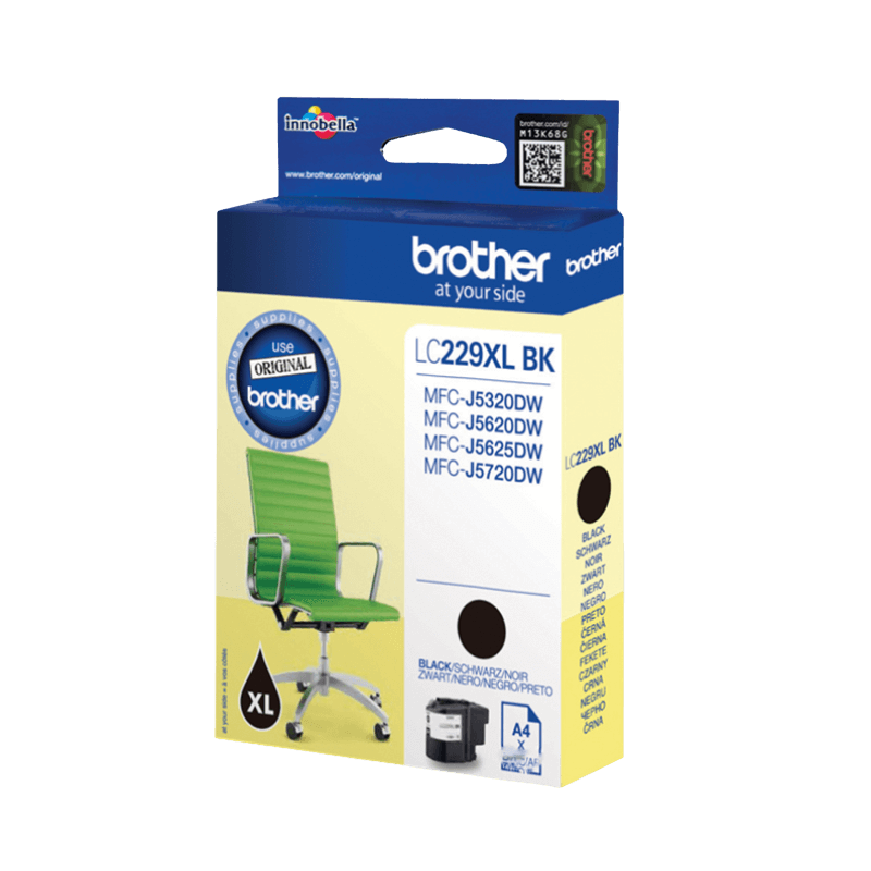 Brother Original LC229BK XL sort blækpatron | Indhold: 2400 sider