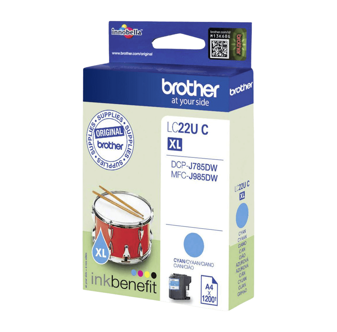 Brother Original LC22UC cyan blækpatron | Indhold: 1200 sider