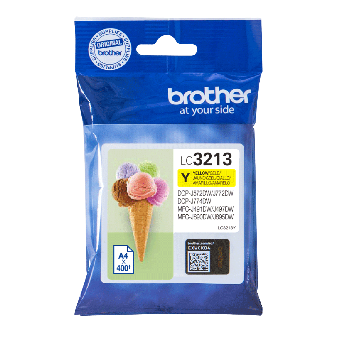 Brother Original LC3213Y gul blækpatron | Indhold: 400 sider