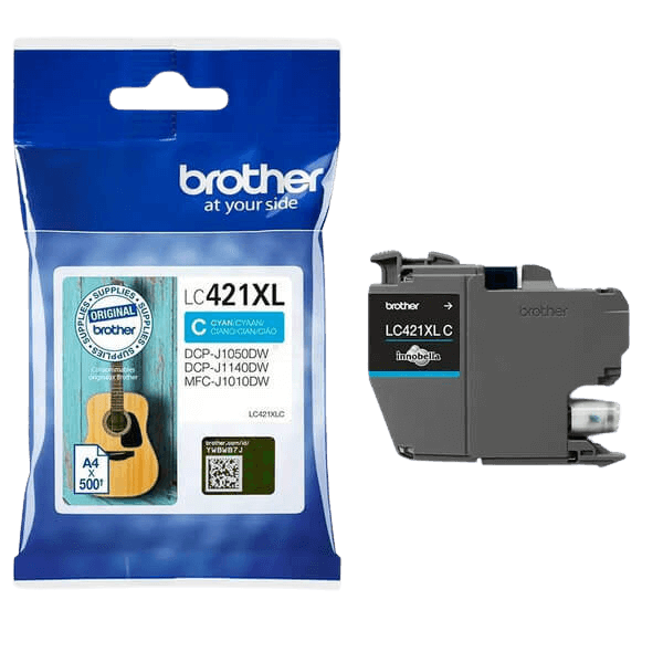 Brother Original LC421XLC cyan blækpatron | Indhold: 500 sider