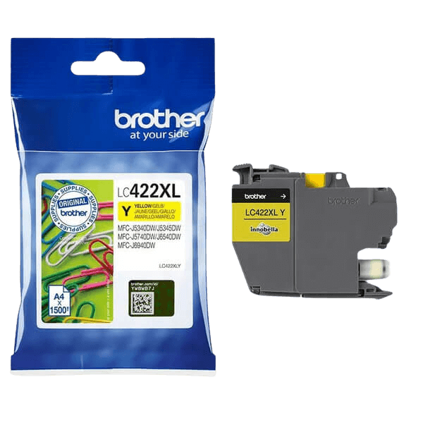 Brother Original LC422XLY gul blækpatron | Indhold: 1500 sider