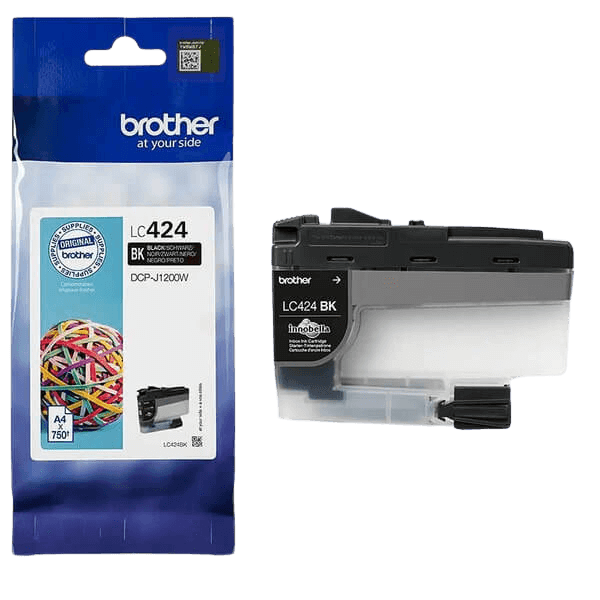 Brother Original LC424BK sort blækpatron | Indhold: 750 sider
