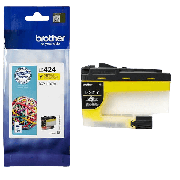 Brother Original LC424Y gul blækpatron | Indhold: 750 sider