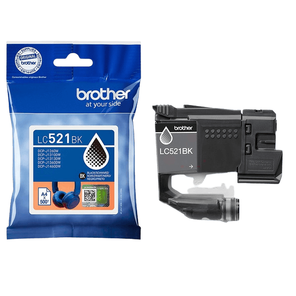 Brother Original LC521BK sort blækpatron | Indhold: 500 sider