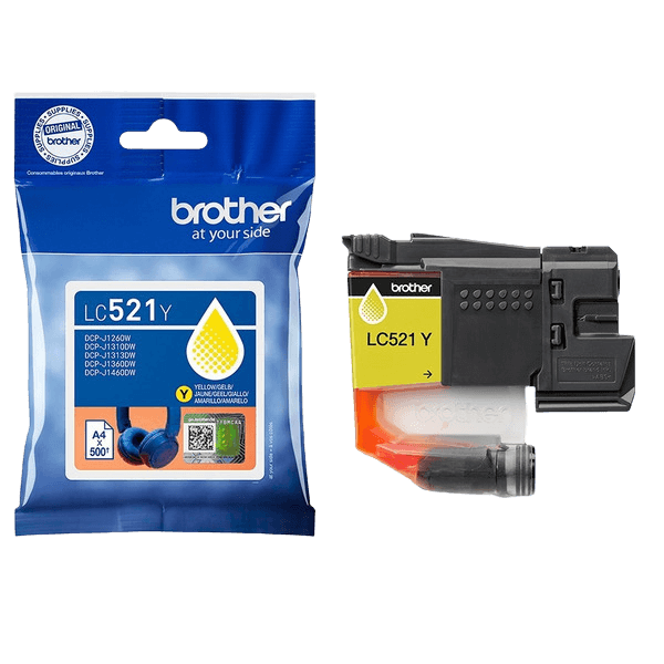Brother Original LC521Y gul blækpatron | Indhold: 500 sider