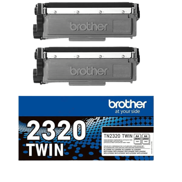 Brother Original TN2320TWIN XL twin pack sort toner | Indhold: 5200 sider