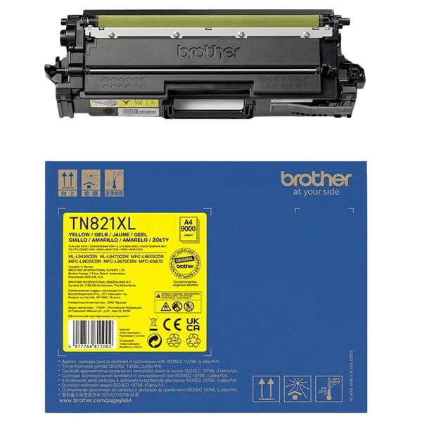 Brother Original TN821XLY gul toner | Indhold: 9000 sider
