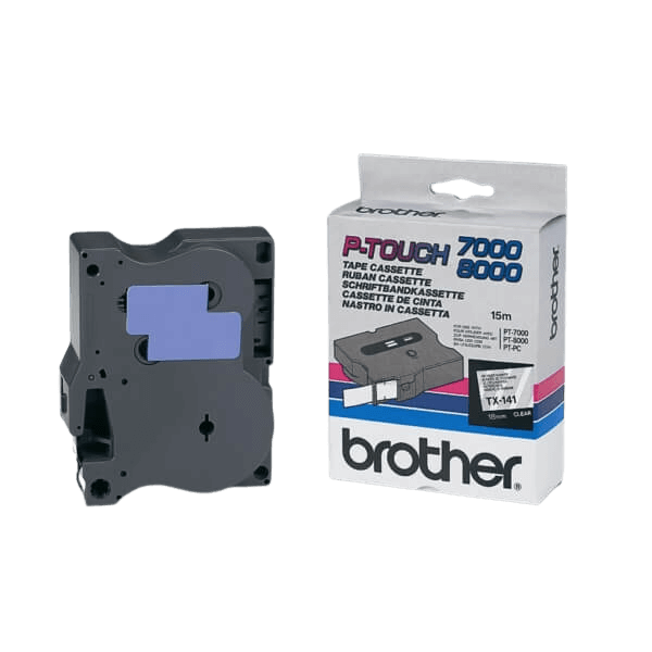 Brother Original TX141 18 mm x 15 m Sort tekst / Klar tape