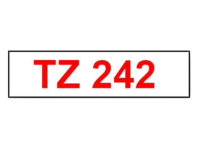PixoJet Brother TZe-242 18 mm x 8 m Rød tekst / Hvid tape