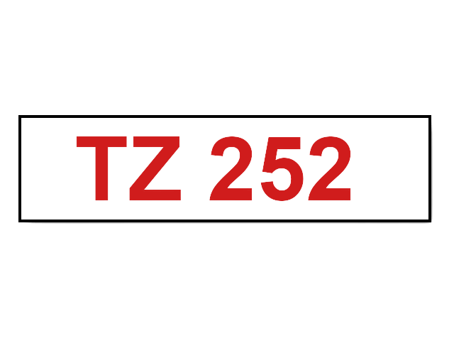 PixoJet Brother TZe-252 24 mm x 8 m Rød tekst / Hvid tape