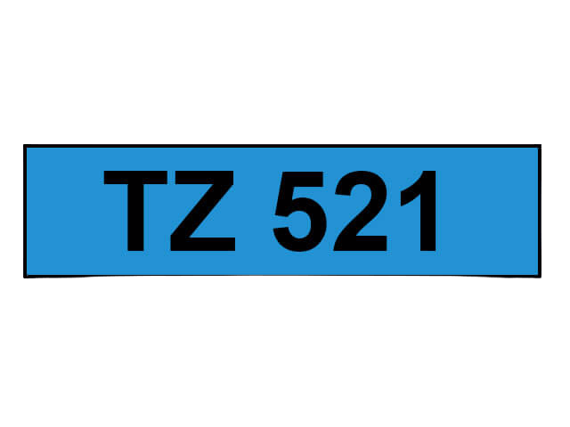PixoJet Brother TZe-521 9 mm x 8 m Sort Tekst / Blå Tape