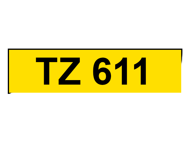 PixoJet Brother TZe-611 6 mm x 8 m Sort tekst / Gul tape
