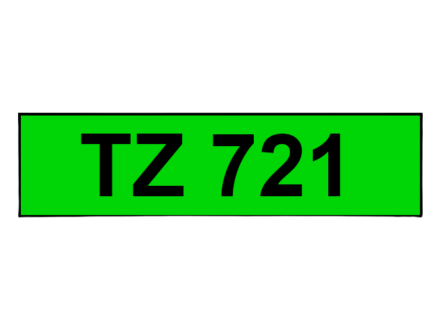 PixoJet Brother TZe-721 9 mm x 8 m Sort tekst / Grøn tape