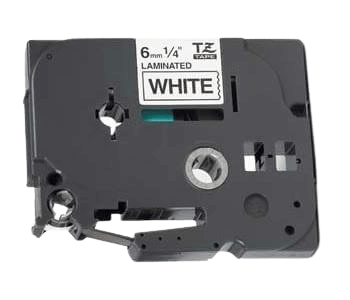 PixoJet Brother TZe211 6 mm x 8 m Sort tekst / Hvid tape