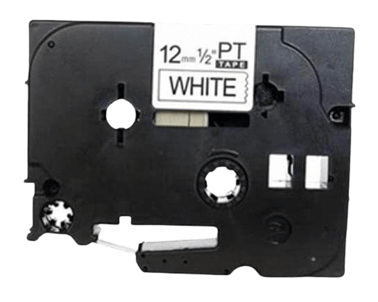 PixoJet Brother TZe231 12 mm x 8 m Sort tekst / Hvid tape