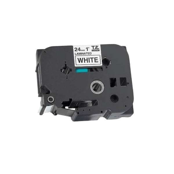 PixoJet Brother TZe251 24 mm x 8 m Sort tekst / Hvid tape