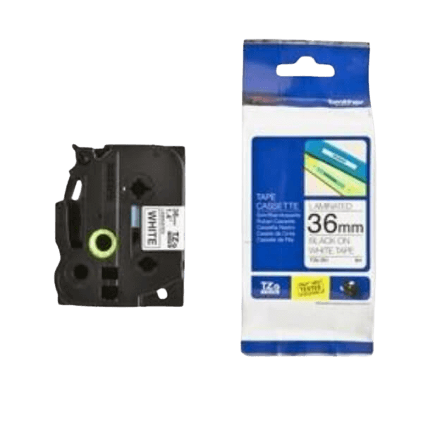 Brother Original TZe261 36 mm x 8 m Sort tekst / Hvid tape