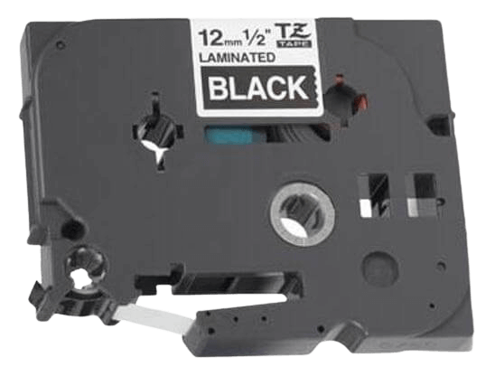 PixoJet Brother TZe335 12 mm x 8 m Hvid tekst / Sort tape