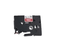 PixoJet Brother TZe435 12 mm x 8 m Hvid tekst / Rød tape