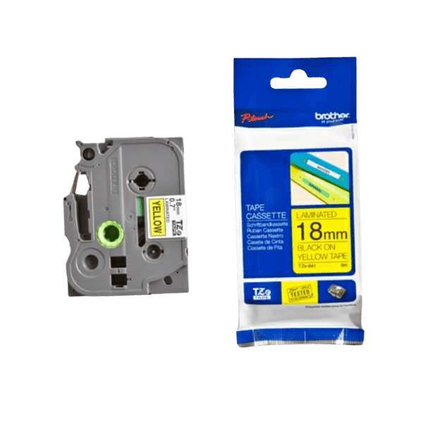 Brother Original TZe641 18 mm x 8 m Sort tekst / Gul tape