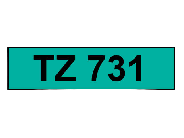 PixoJet Brother TZe731 12 mm x 8 m Sort tekst / Grøn tape
