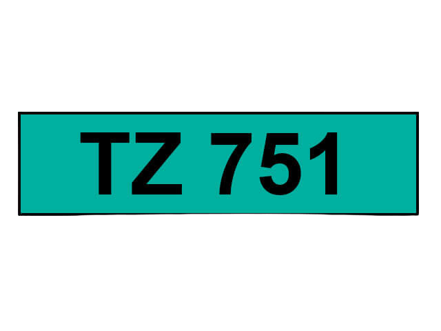 PixoJet Brother TZe751 24 mm x 8 m Sort tekst / Grøn tape