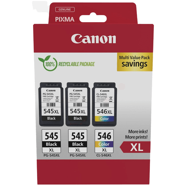 Canon Original 2 x PG-545XL + CL-546XL 8286B013 CMYK rabatpakke | Indhold: 2x 15 + 13 ml.