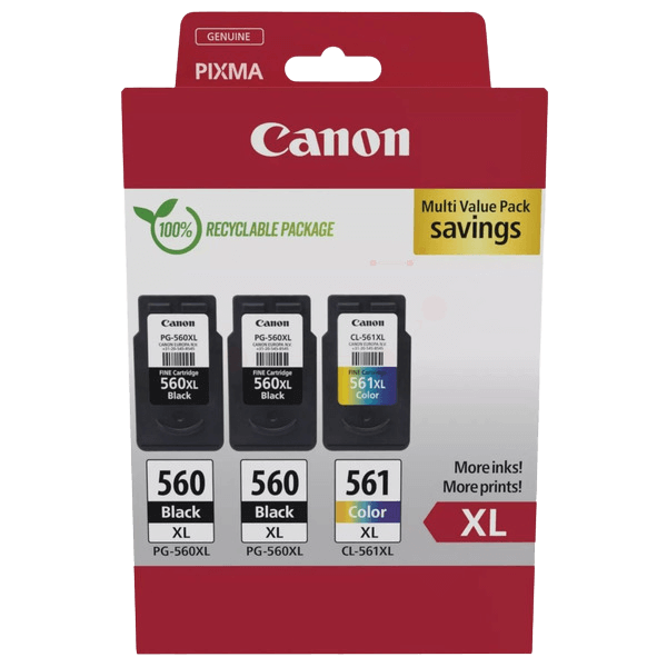 Canon Original 2x PG-560XL + CL-561XL 3712C009 CMYK rabatpakke | Indhold: 2x 14,3 + 12,2 ml.