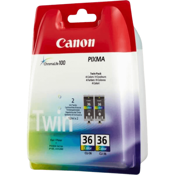 Canon Original CLI-36CLRK 1511B018 twin pack CMYK blækpatron | Indhold: 440 sider