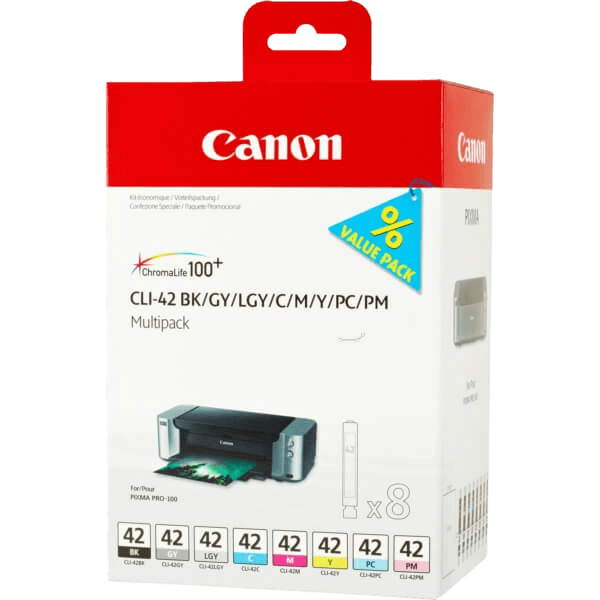 Canon Original CLI-42 6384B010 XL CMYK rabatpakke | Indhold: 8 x 13 ml.