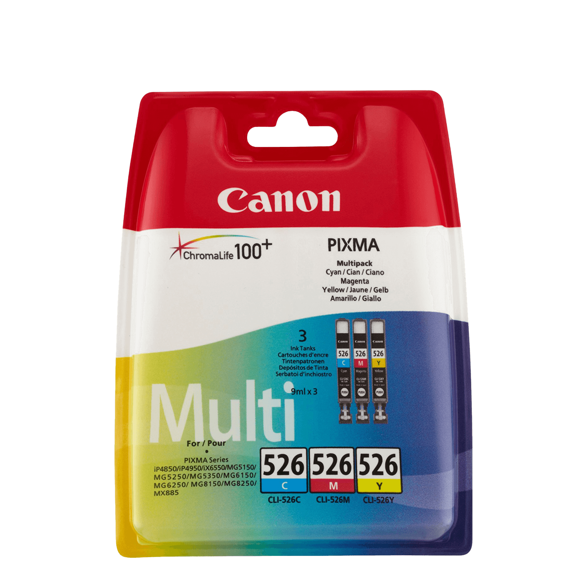 Canon Original CLI-526 4541B009 3 farver i én rabatpakke | Indhold: 3 x 9 ml.