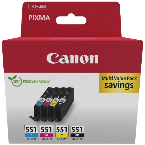 Canon Original CLI-551 6509B015 CMYK rabatpakke | Indhold: 4x7 ml.