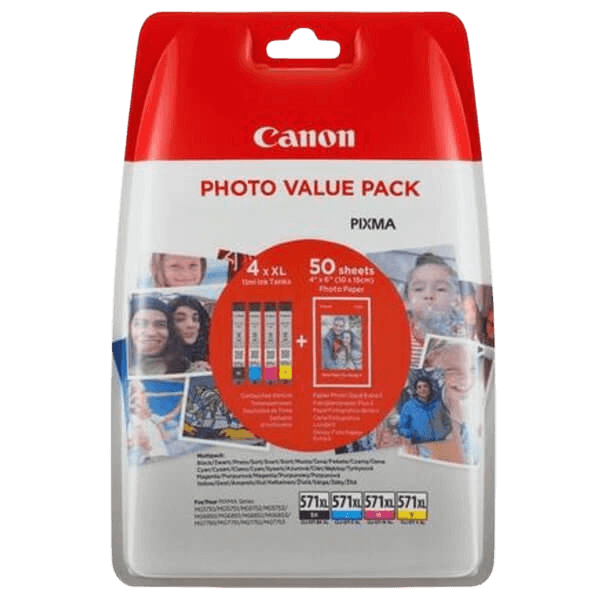 Canon Original CLI-571XL 0332C005 CMYK + PAPIR rabatpakke