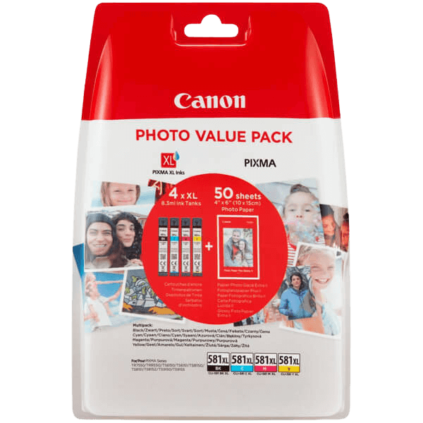 Canon Original CLI-581 2052C004 XL CMYK rabatpakke | Indhold: 4 x 8,3 ml. ml.
