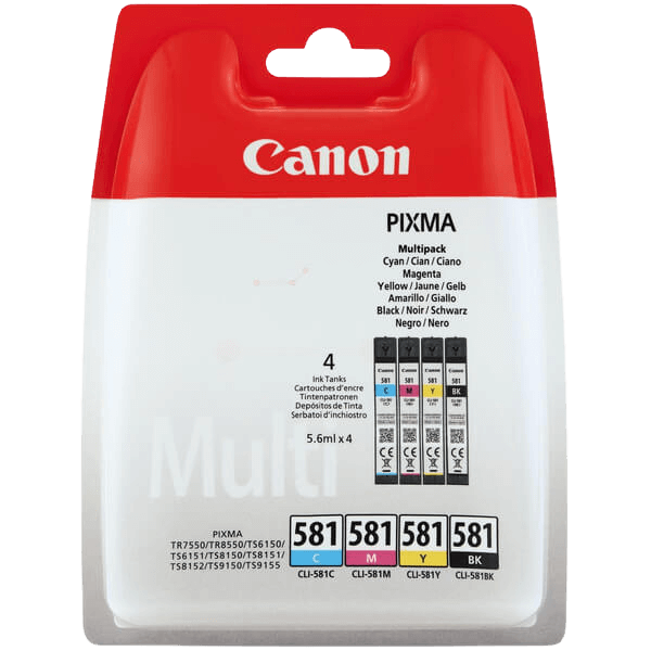 Canon Original CLI-581 2103C004 CMYK rabatpakke | Indhold: 4 x 5 ml.