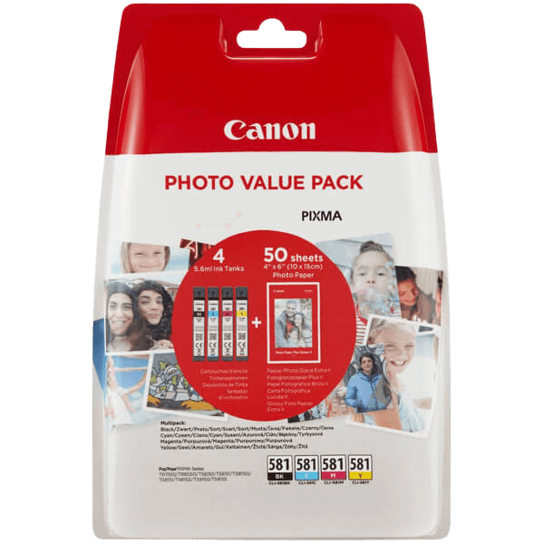 Canon Original CLI-581 2106C005 CMYK rabatpakke | Indhold: 4 x 5 ml.