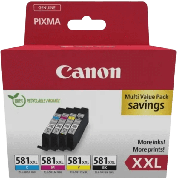 Canon Original CLI-581 1998C005 XXL CMYK rabatpakke | Indhold: 4 x 11 ml.
