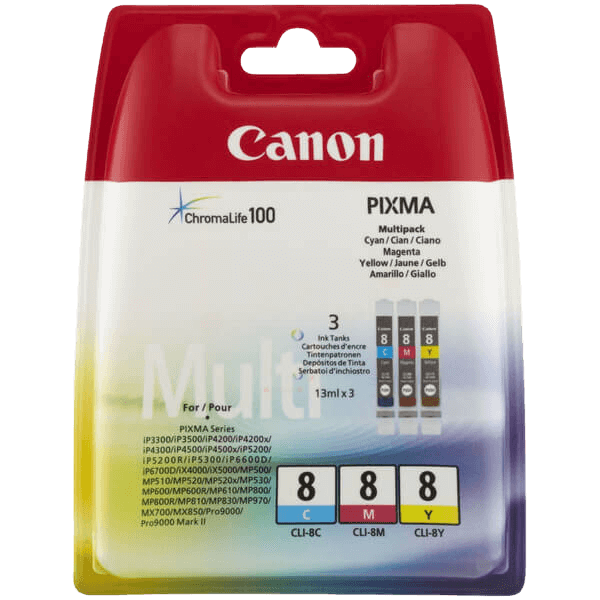 Canon Original CLI-8CMY 0621B029 3 farver i én rabatpakke | Indhold: 39 ml.