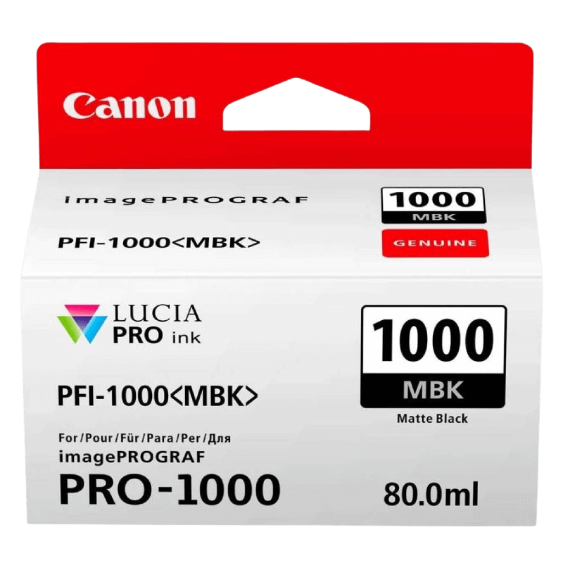 Canon Original PFI-1000MBK 0545C001 mat sort blækpatron | Indhold: 80 ml.