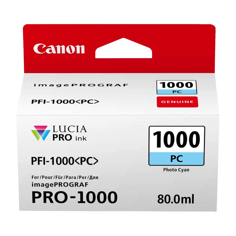 Canon Original PFI-1000PC 0550C001 foto cyan blækpatron | Indhold: 80 ml.
