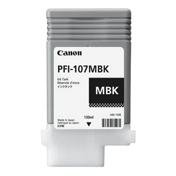 Canon Original PFI-107MBK 6704B001 mat sort blækpatron | Indhold: 130 ml.