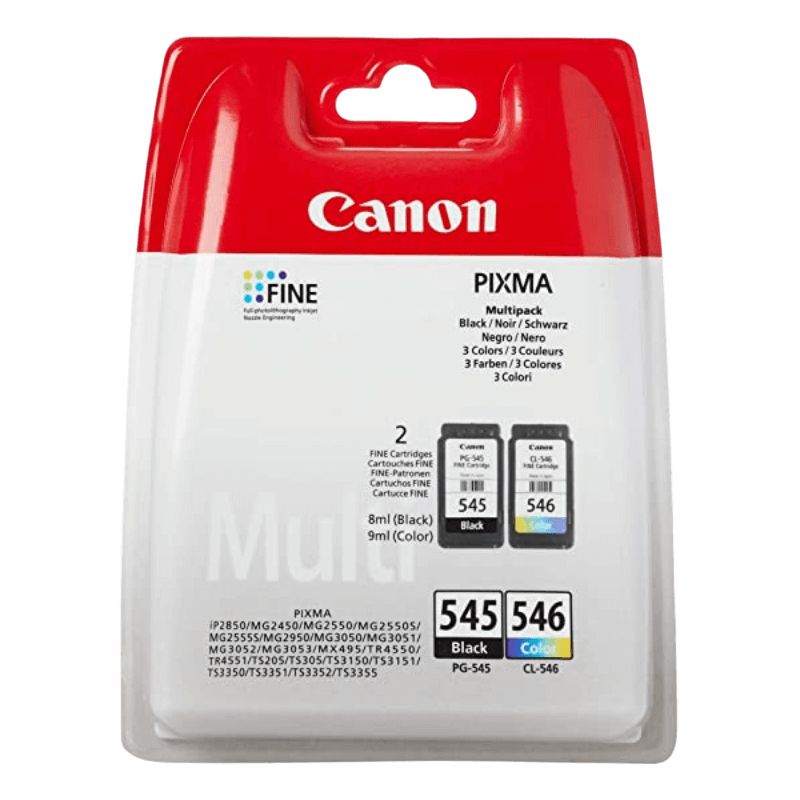 Canon Original PG-545 + CL-546 8287B006 CMYK rabatpakke | Indhold: 8 ml. sort og 8 ml. farve ml.