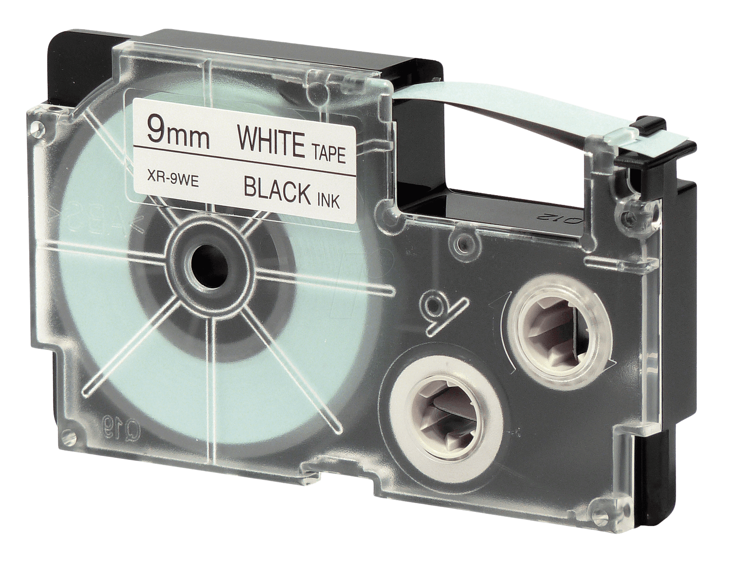 PixoJet Casio XR-9WE 9 mm x 8 m Sort tekst / Hvid tape