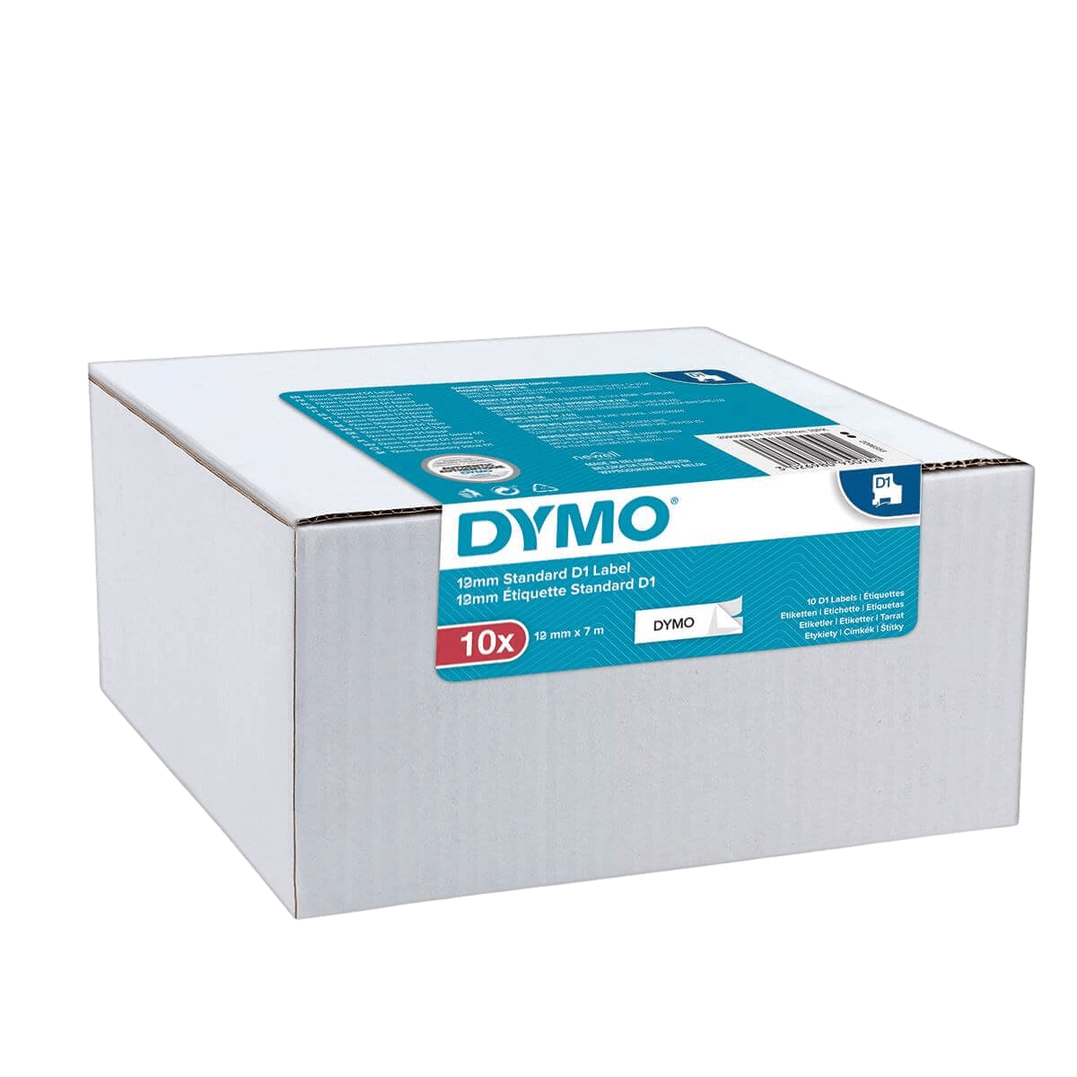 PixoJet Dymo D1 45013 S0720530 12 mm x 7 m Sort tekst / Hvid tape