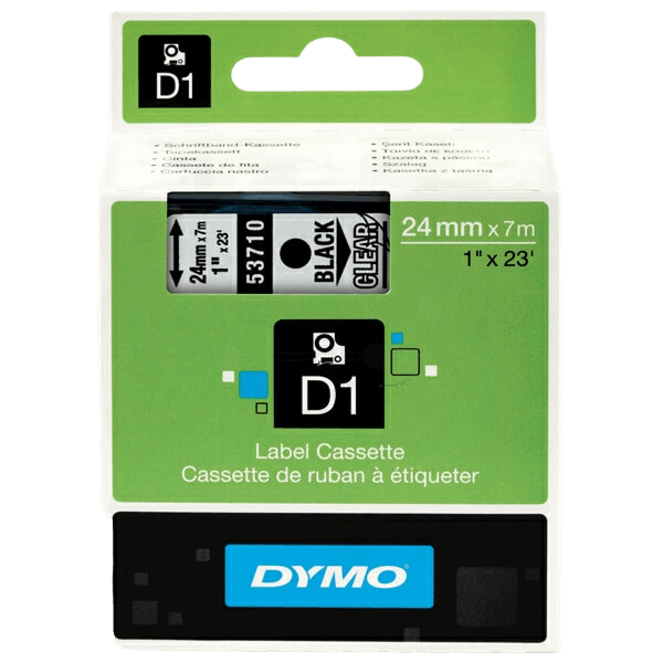 Dymo Original D1 53710 S0720920 24 mm x 7 m Sort tekst / Klar tape