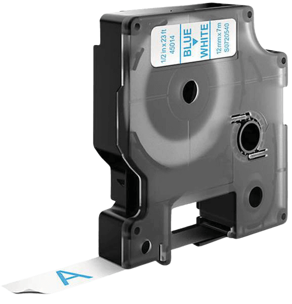 PixoJet Dymo S0720540 45014 12 mm x 7 m Blå tekst / Hvid tape