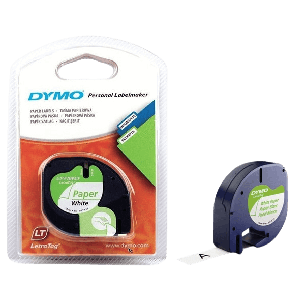 Dymo Original S0721510 91200 12 mm x 4 m Sort tekst / Hvid tape